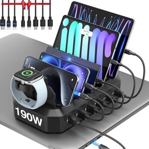 190W Black Multi-Device Charging Station
